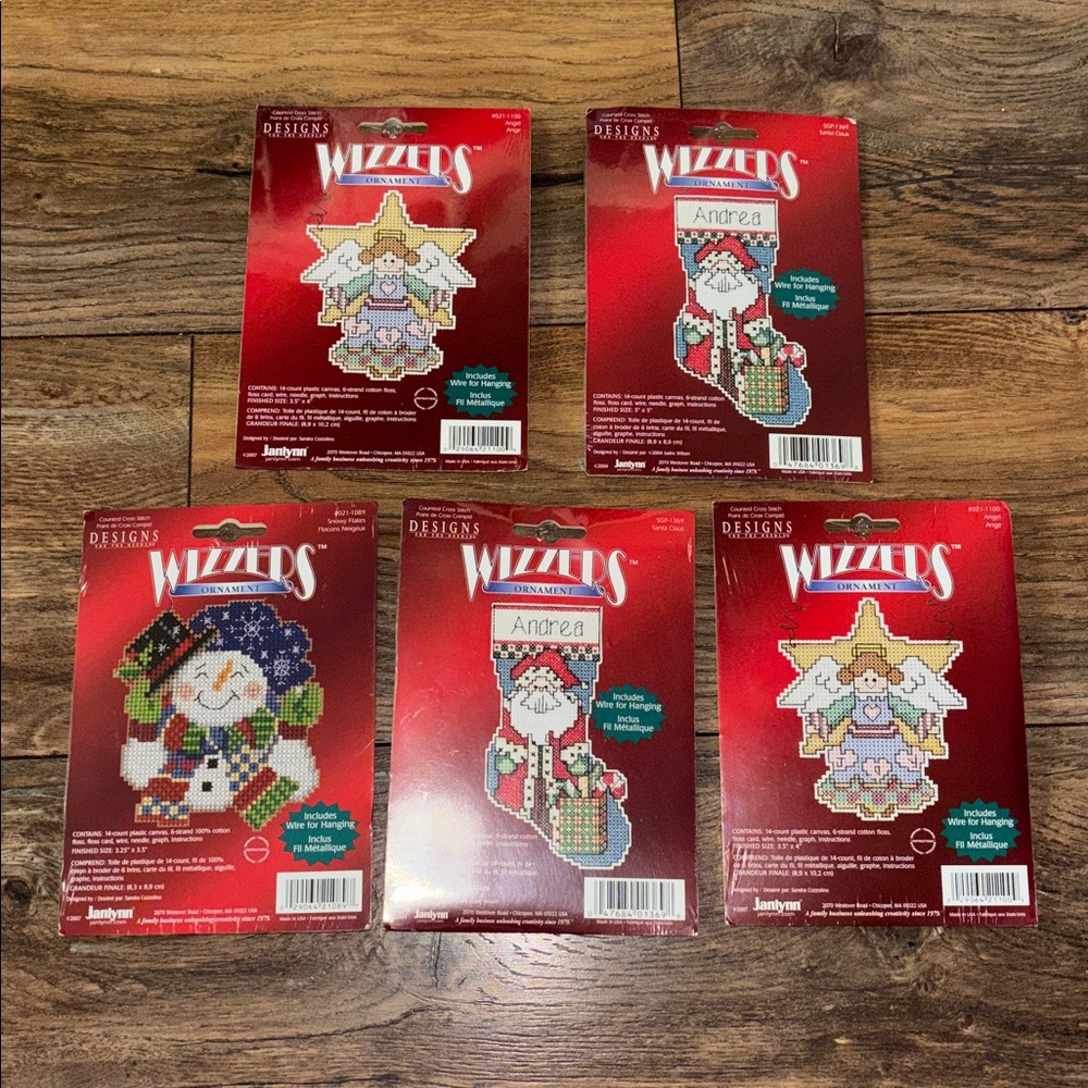 Janlynn Wizzers Christmas Cross Stitch Kits (5 kits) Unopened 2007